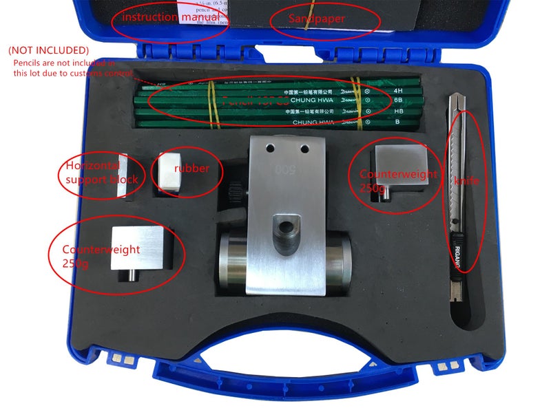 GLTL Pencil Hardness Tester with 3 Interchangeable Weights (500/750/1000g) - ASTM D3363 Compliant for Coating Film Scratch Testing in Labs/Industrial/On-Site - Image 2